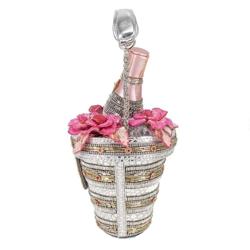 Mary Frances - Champagne On Ice Beaded Bottle and Bucket Top-Handle Bag