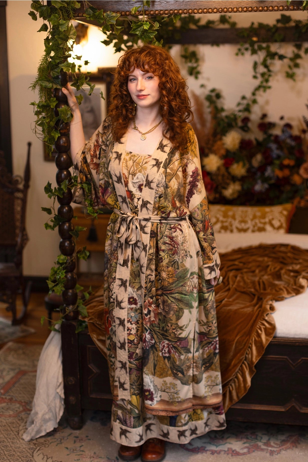 Golden Hour Opera Duster Kimono Robe w/ Floral Print - Pre-Order - Ships August 2026