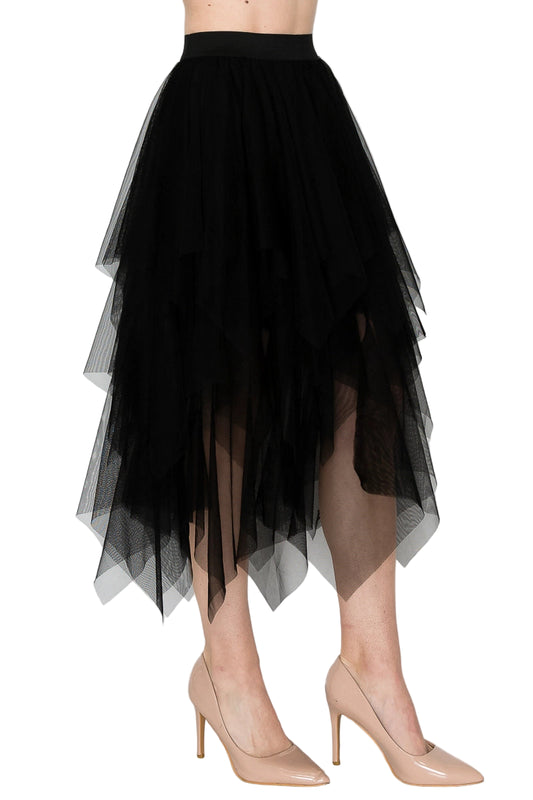 Dreamy Tiered Tulle Midi Skirt with Floaty Hem - Ships Late September