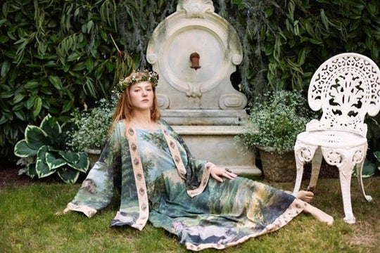 The Mythmaker Bohéme Maxi Slip Dress w/ Landscape & Unicorn Pre-Order Ship March 2026