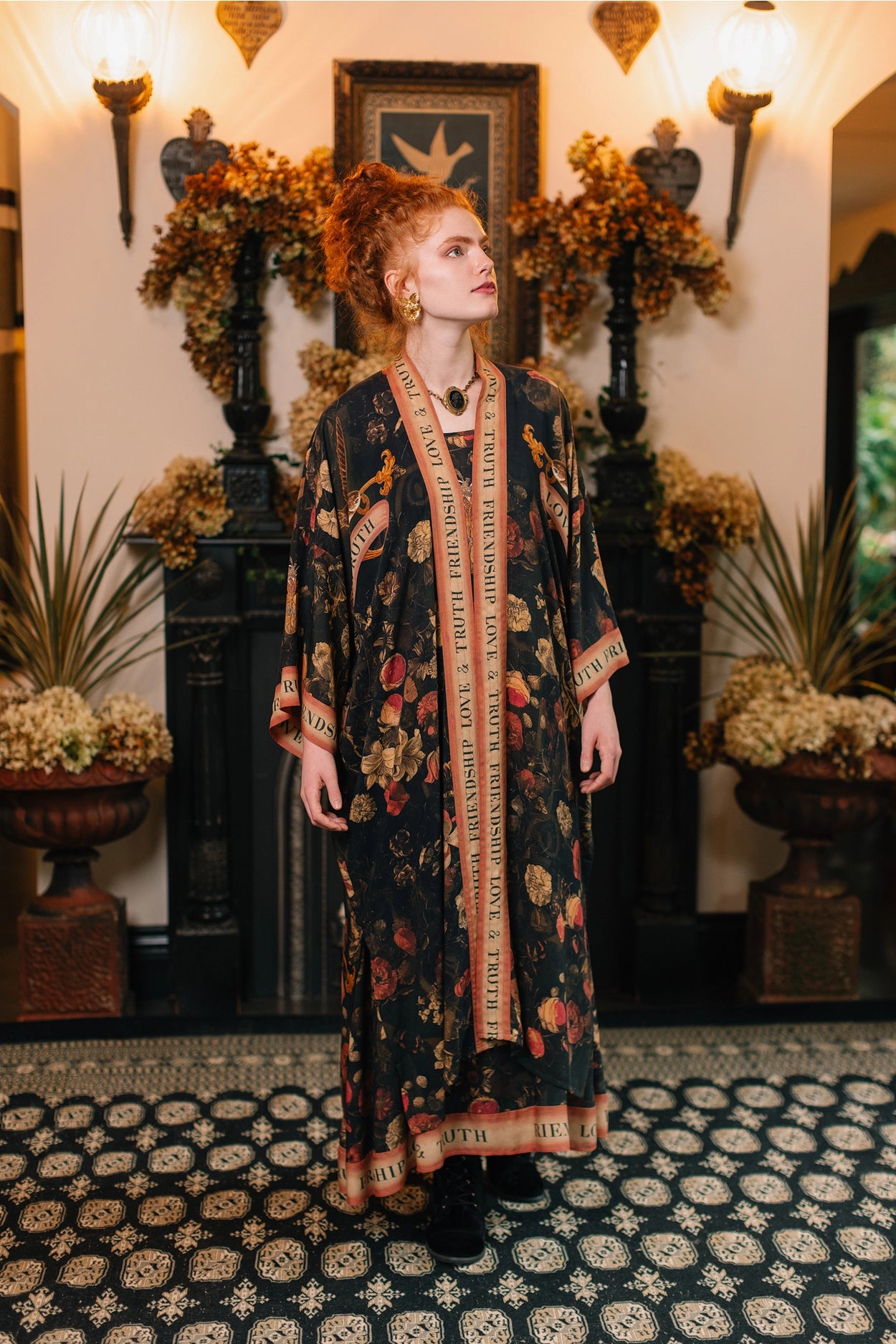 Heart of Gold Opera Duster Kimono Robe w/ Sacred Heart Pre-Order Ships In September