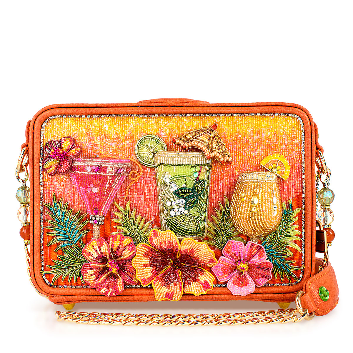 Mary Frances - Relax and Rewind Beaded Flower and Cocktails Handbag