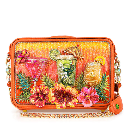 Mary Frances - Relax and Rewind Beaded Flower and Cocktails Handbag