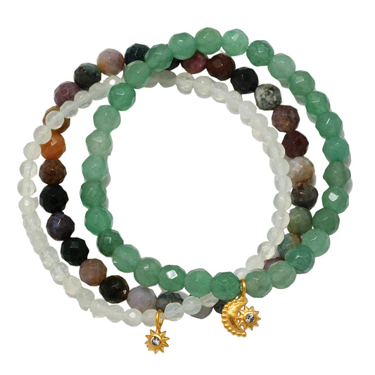 Manifest Peace Gemstone Bracelet Trio