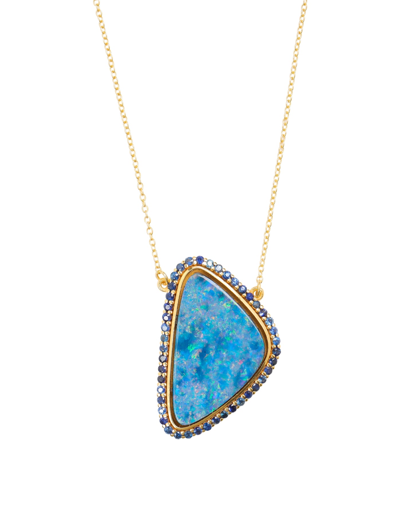 Untreated Australian Opal And Diamond Halo Necklace Only 1 Available