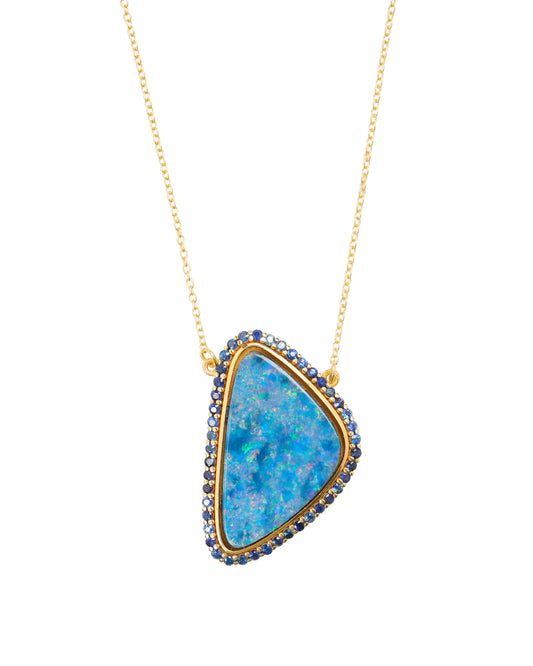 Untreated Australian Opal And Diamond Halo Necklace Only 1 Available