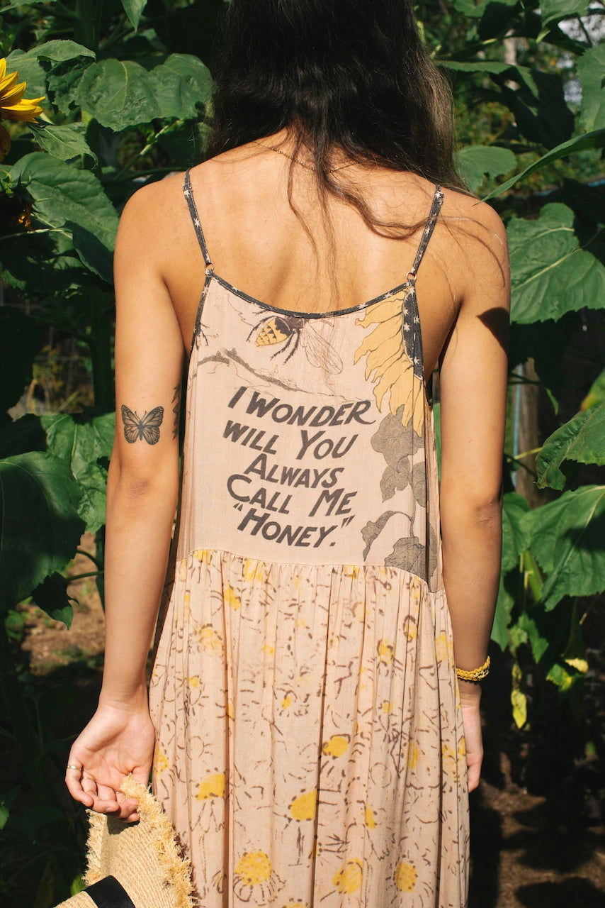 Market Of Stars Milk & Honey Bohéme Slip Dress with Bees and Sunflowers