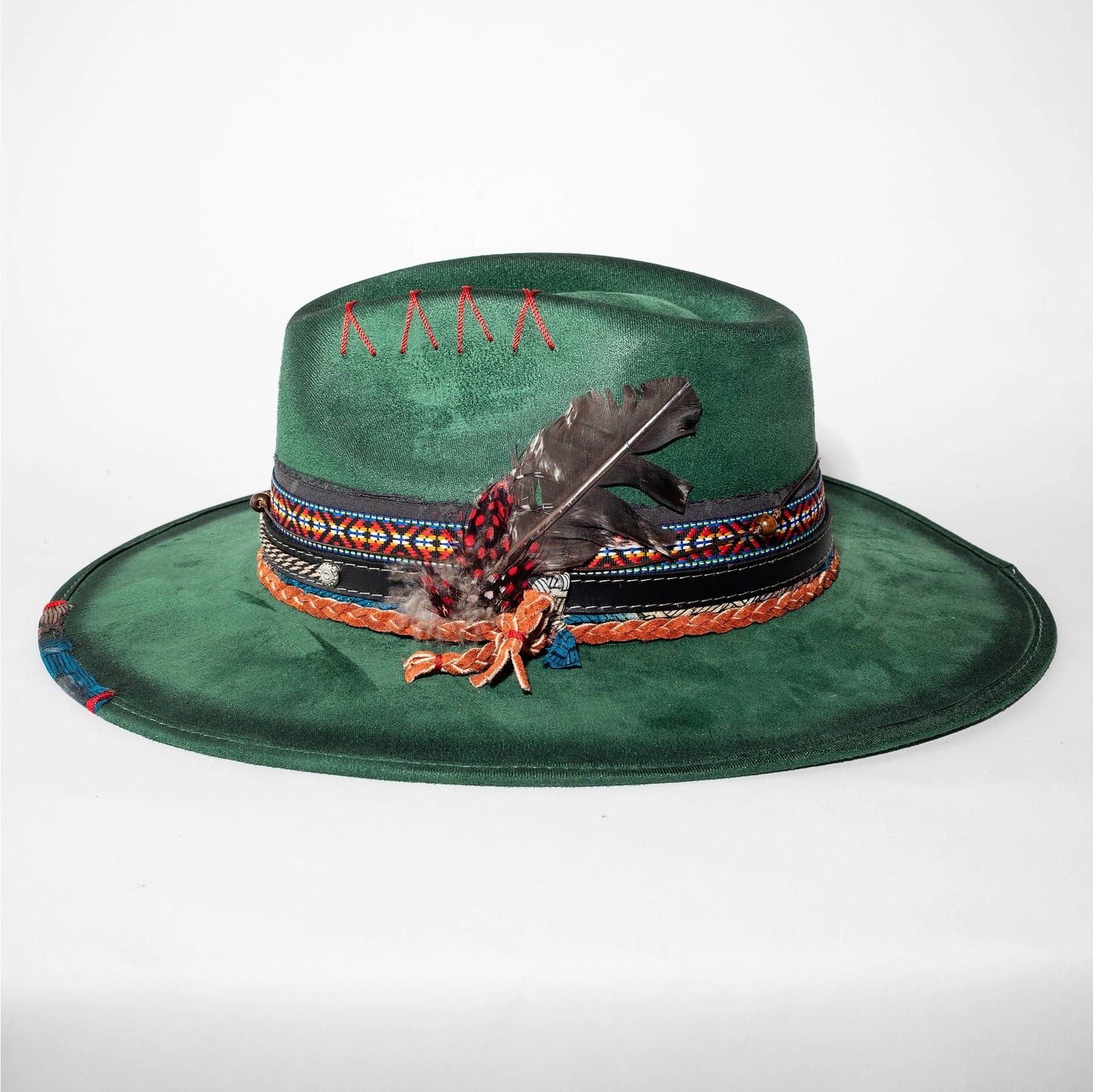 Top Quality Vegan Suede Hat - Coachella Cowgirl Green