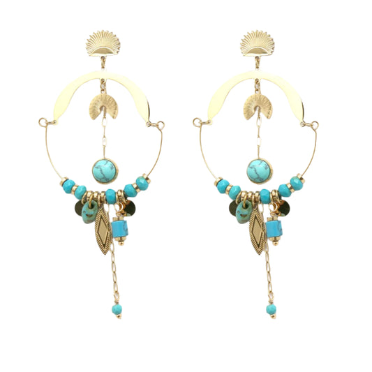 Turquoise Gold Dangle Earrings