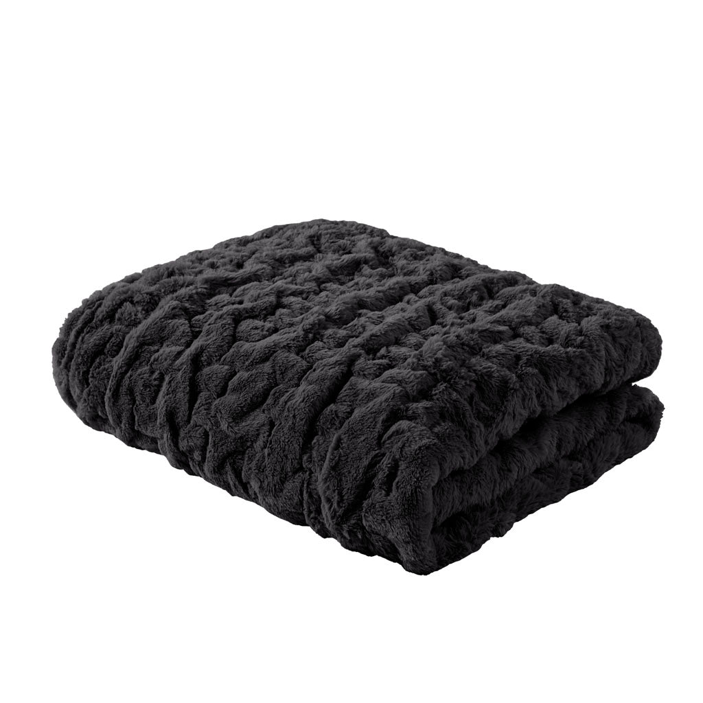 Luxury Ruched Fur Throw 50x60 - Multiple Colors Available