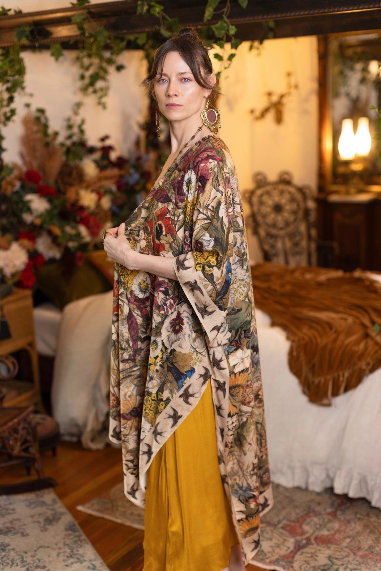 Golden Hour Goddess Duster Kimono w/ Floral Print - Pre-Order - Ships August 2026