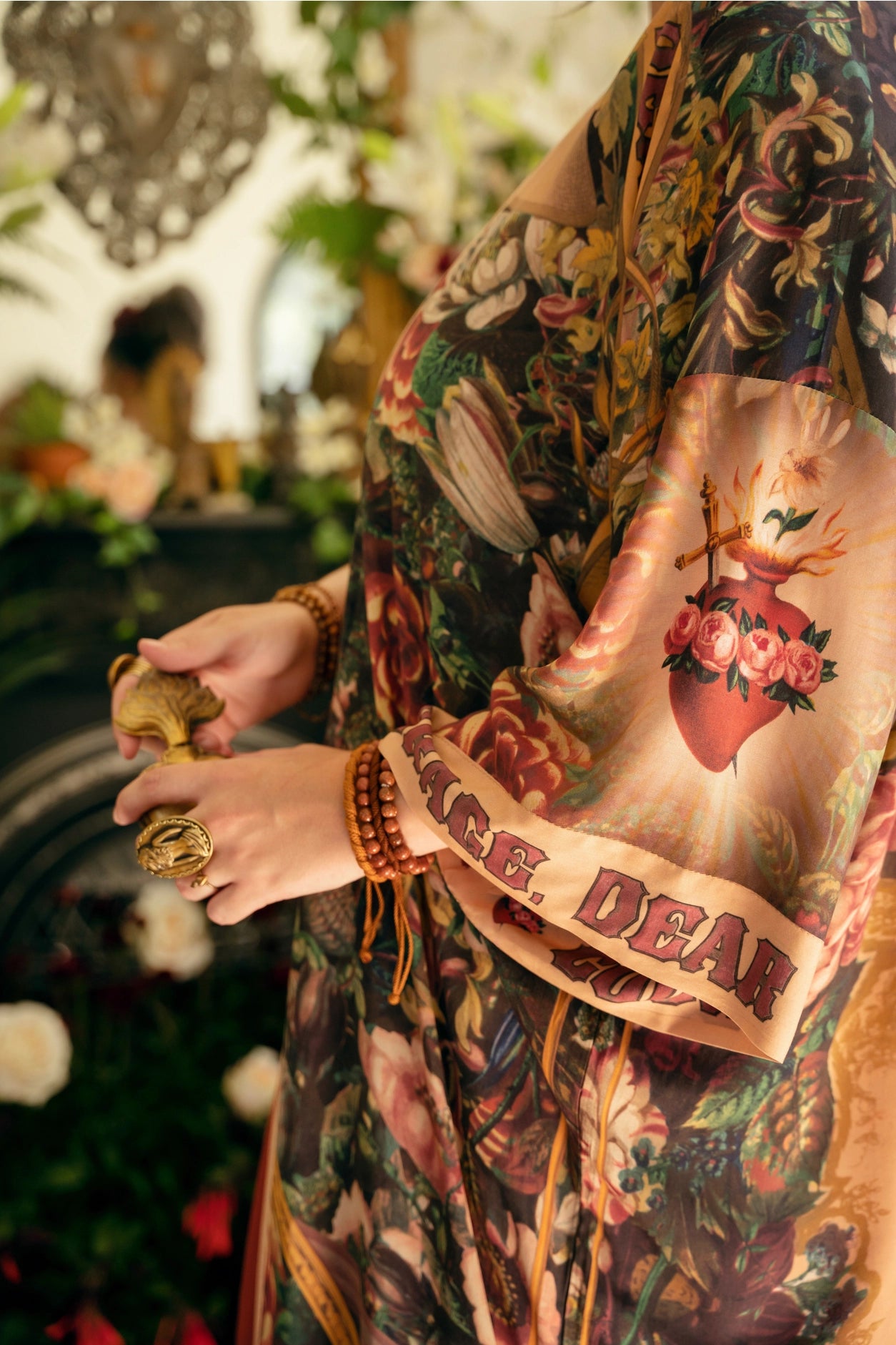 Courage Dear Heart Opera Duster Kimono Robe w/ Sacred Heart- Preorder Ships August 1 - 30th