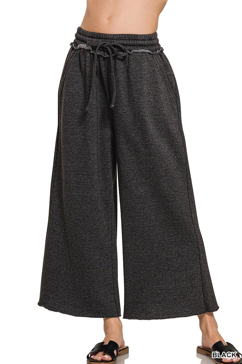 Cropped Acid Mineral Washed Sweatpants with Pockets