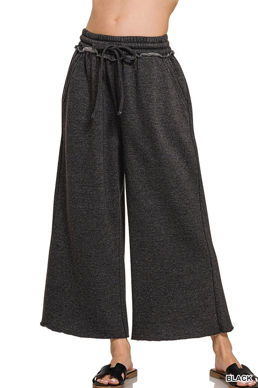 Cropped Acid Mineral Washed Sweatpants with Pockets