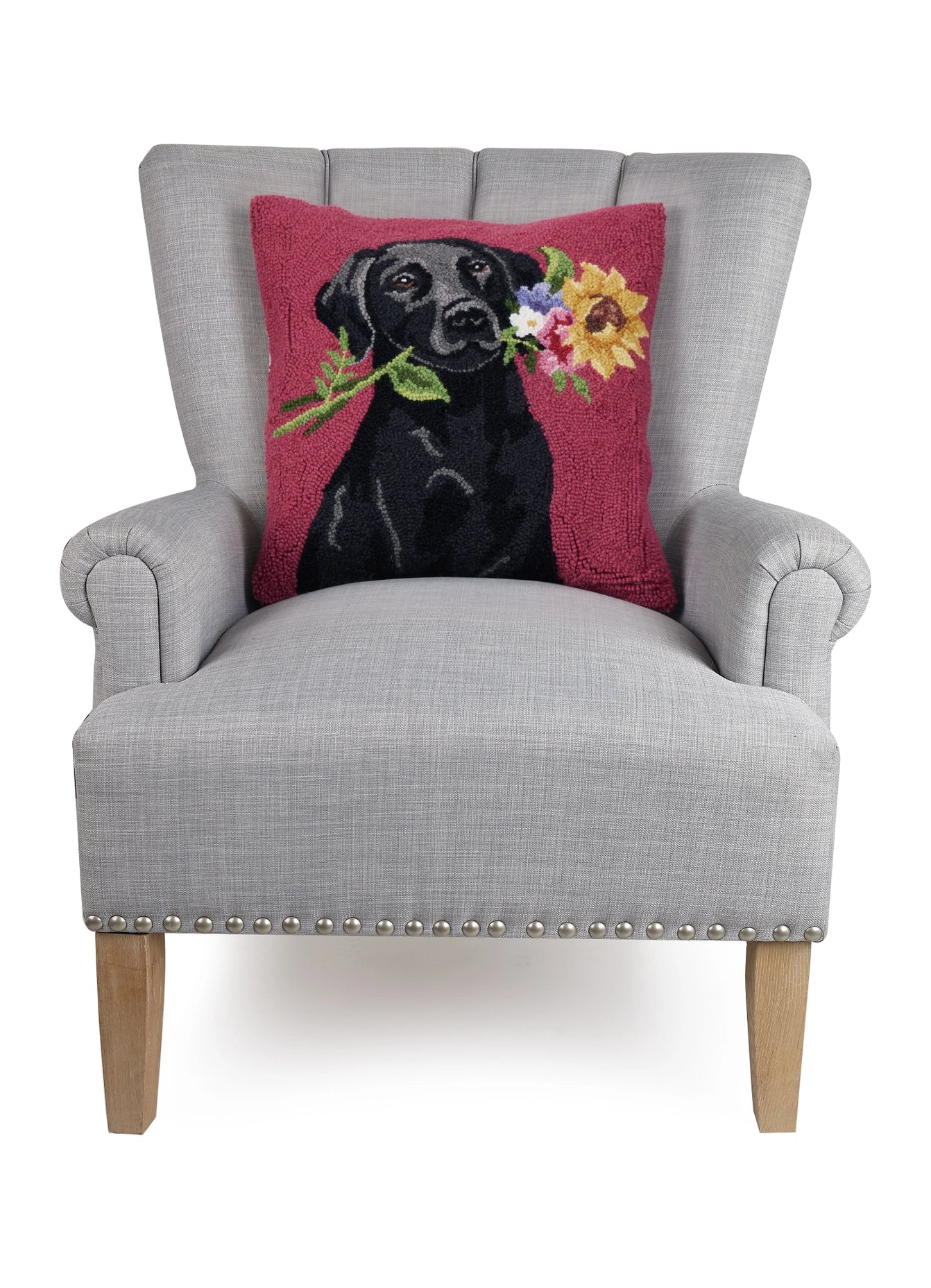 Black Lab  Hook Pillow - Preorder For Mid June Shipment