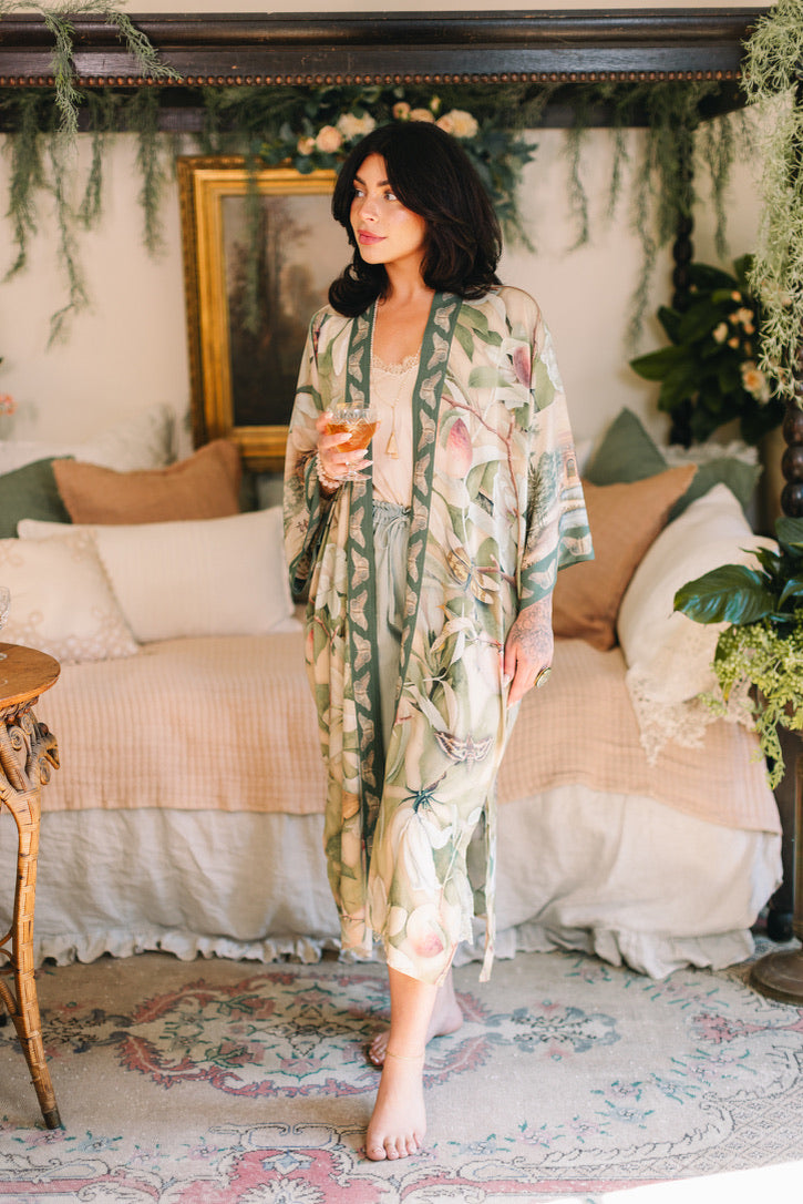 Fleur De Soleil Opera Duster Kimono Robe w/ Florals Pre-Order March 2026