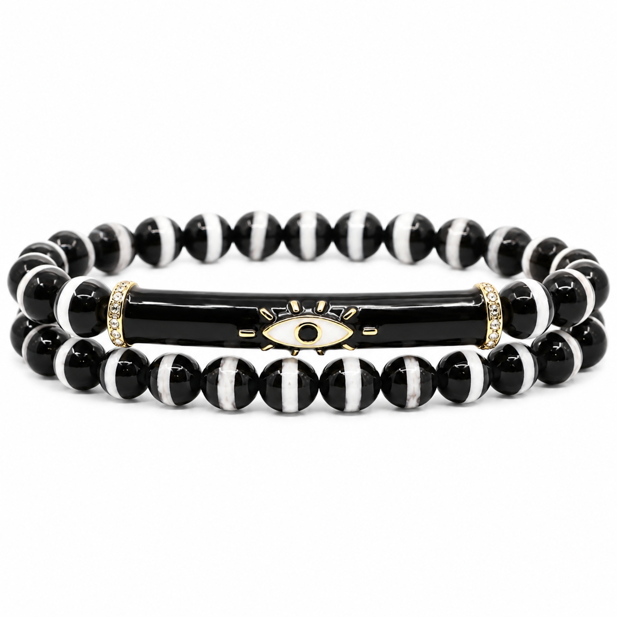 DZI Agate Evil Eye Protection Bracelet Set