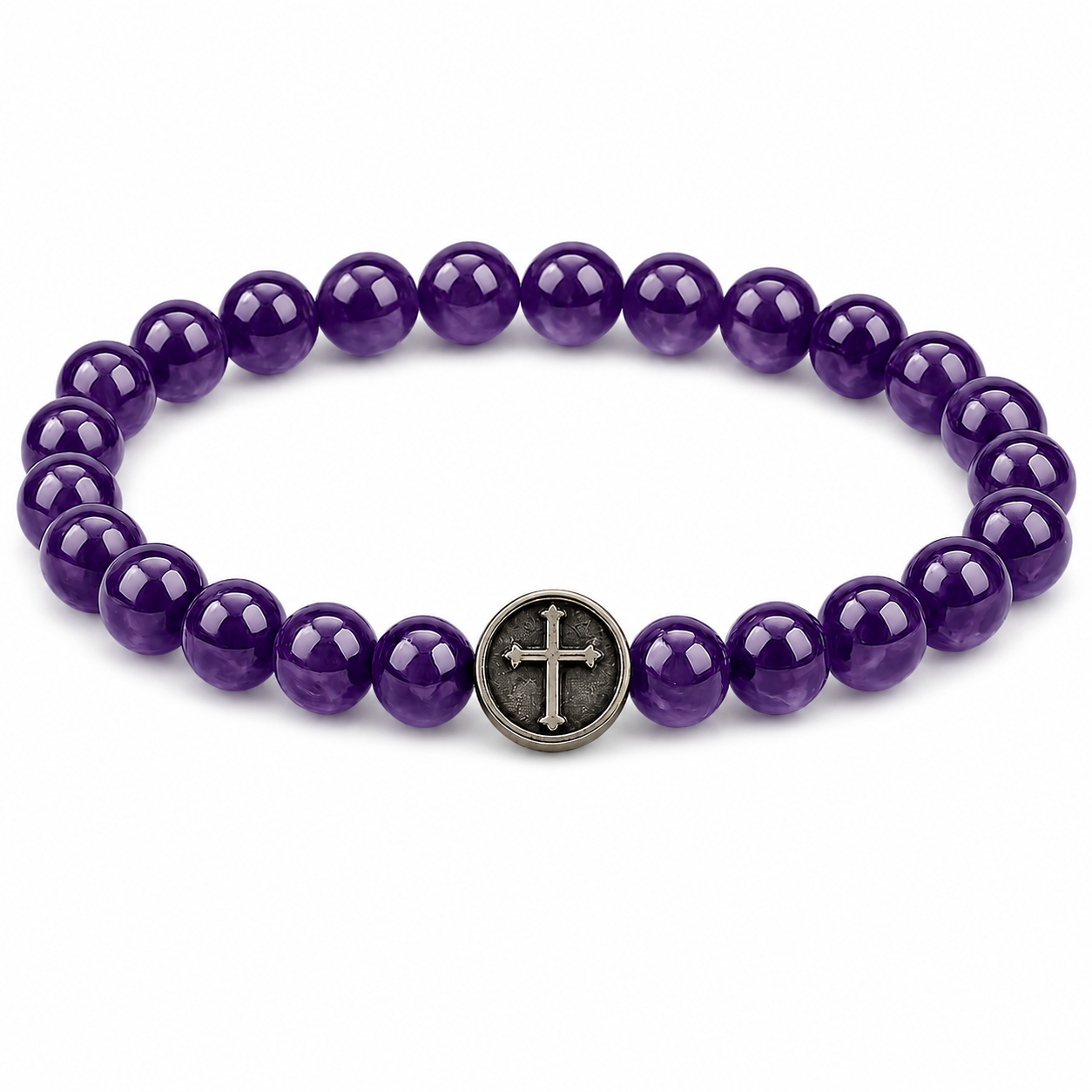 Amethyst Cross Gemstone Bracelet