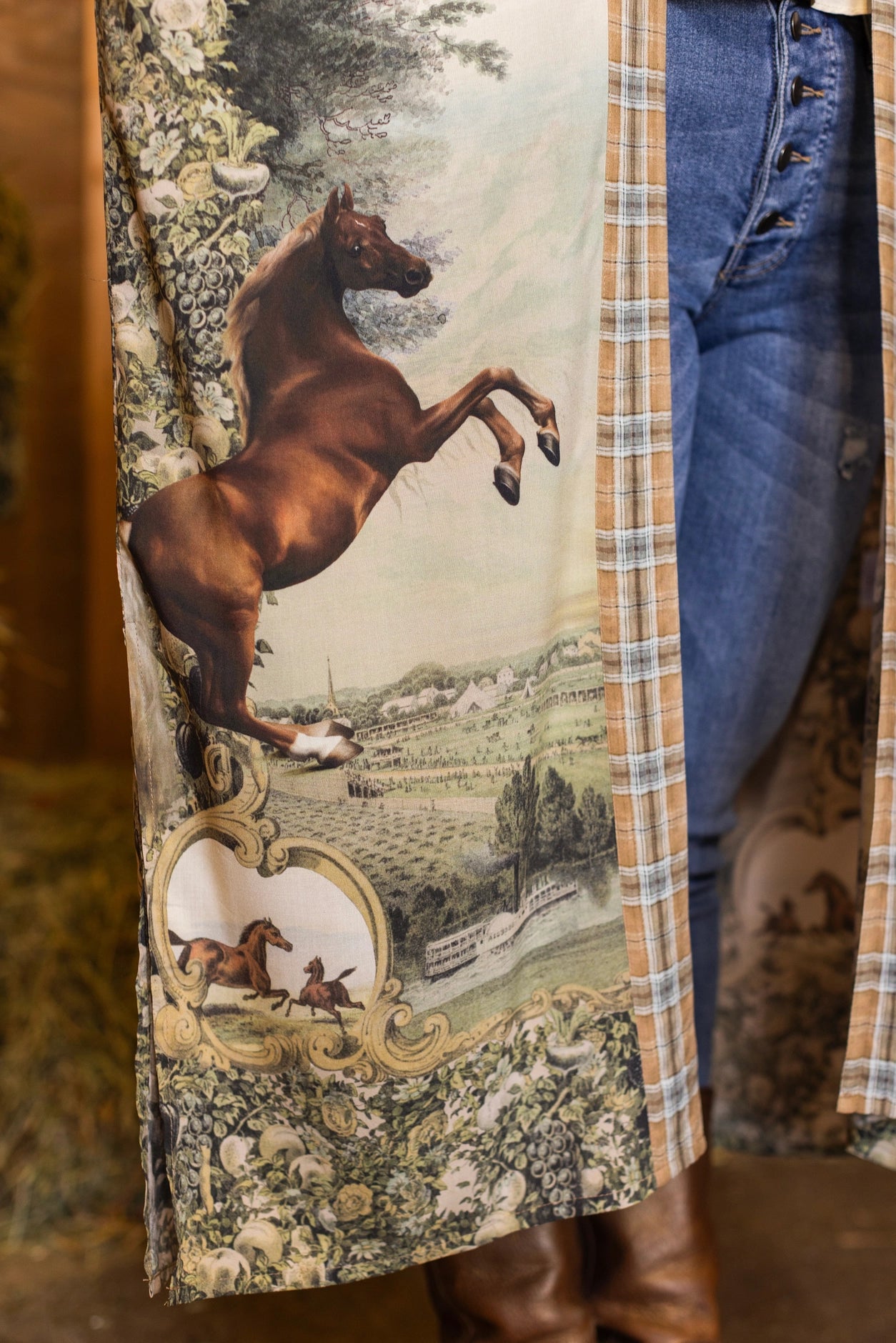 Born To Run Opera Duster Kimono Robe Horse & Flower Print - Pre-Order - Ships In September