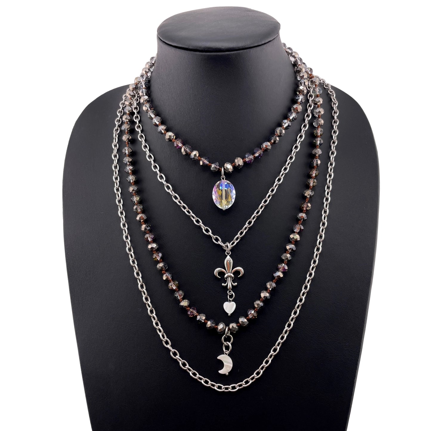 Love Fleur-De-Lis Fusion Duo Bundle Mantra Layering Necklace