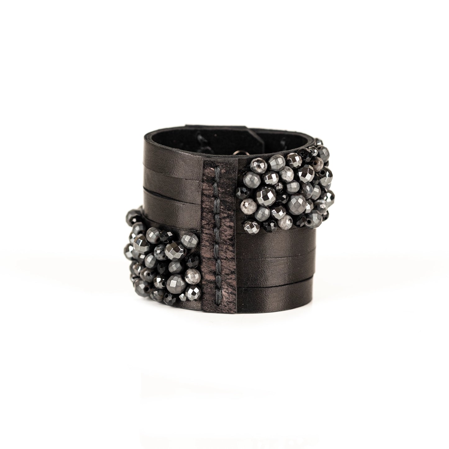 The Vivid Leather Cuff With Beads Bracelet