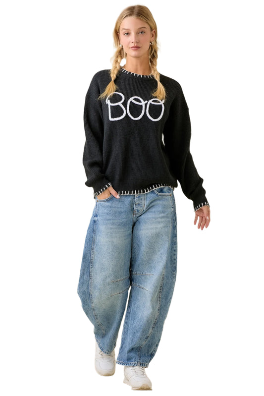 BOO Round Neck Oversized Sweater - Pre Order - Ships Oct 3rd