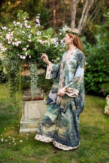 The Mythmaker Bohéme Maxi Slip Dress w/ Landscape & Unicorn Pre-Order Ship March 2026