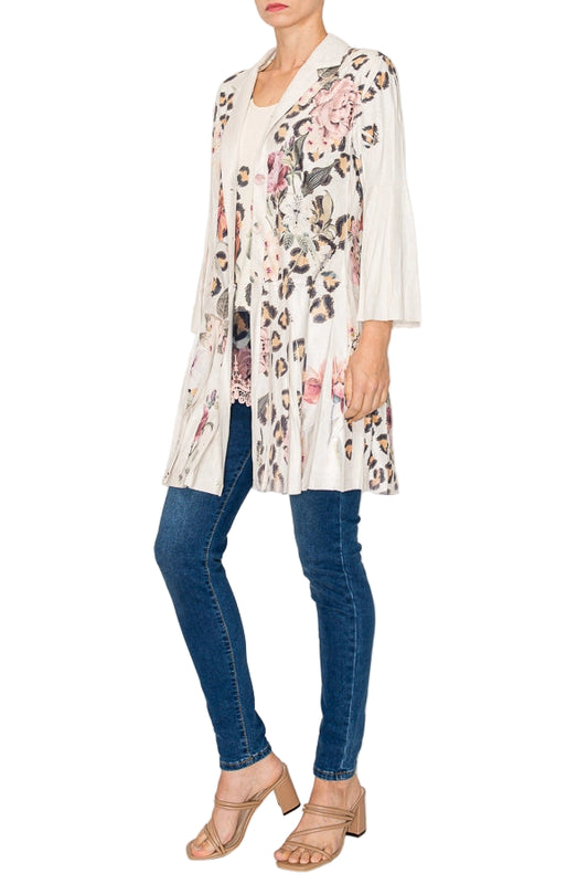 Leo Rose Elegant Faux Suede Pleated Belle Sleeve Jacket - Ships Late September