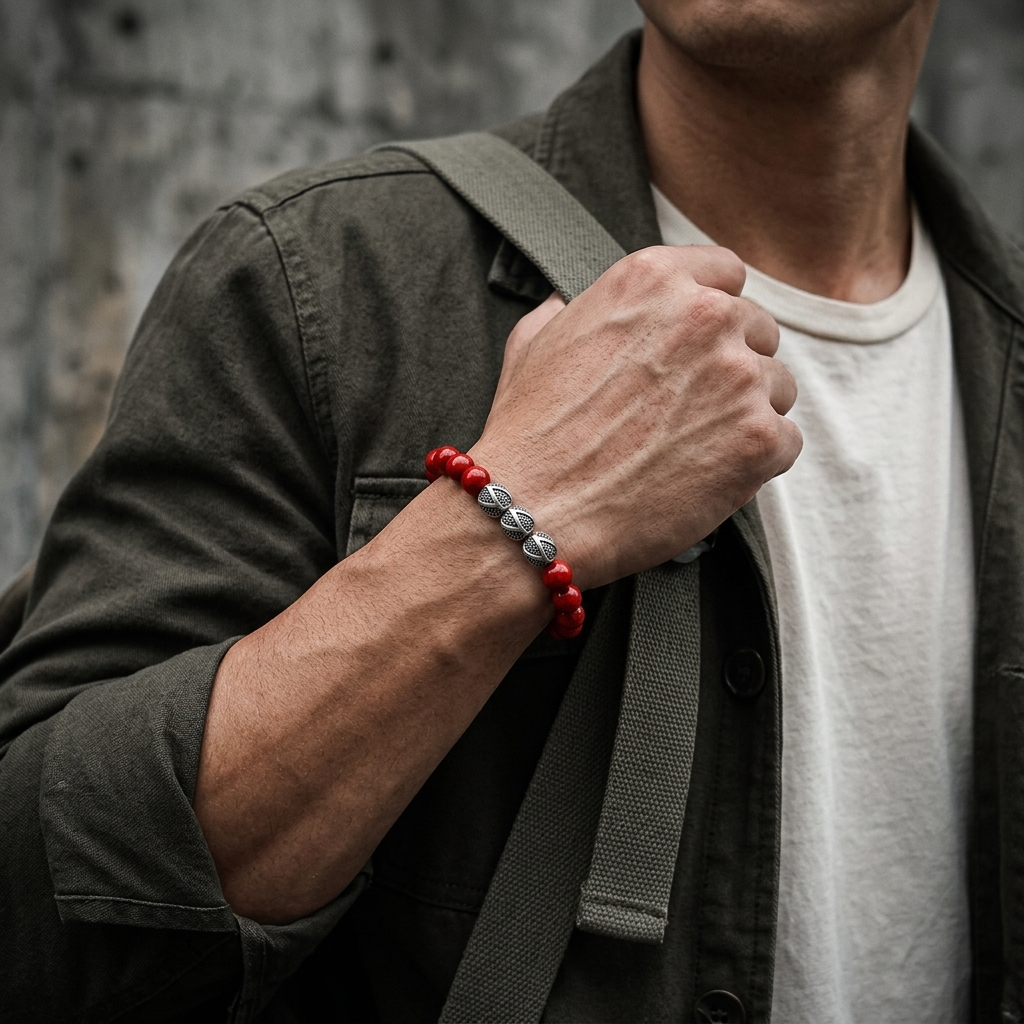 Natural Cinnabar Gemstone Bracelet