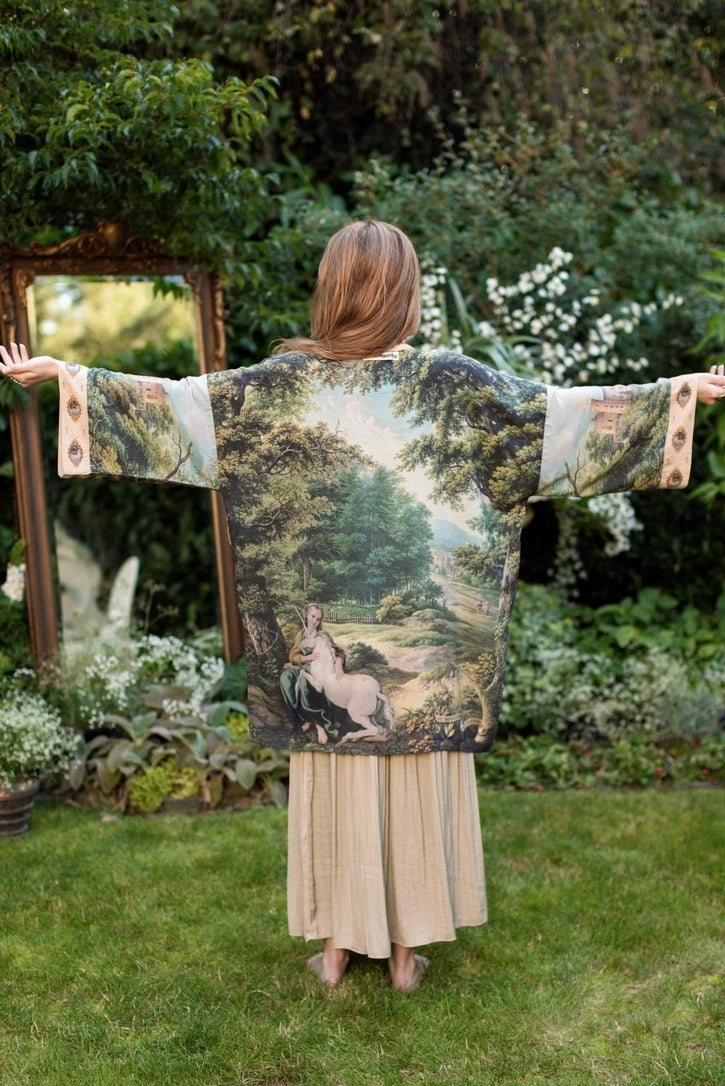 The Mythmaker Matinée Duster Kimono w/ Landscape & Unicorn Pre-Order Ship March 2026