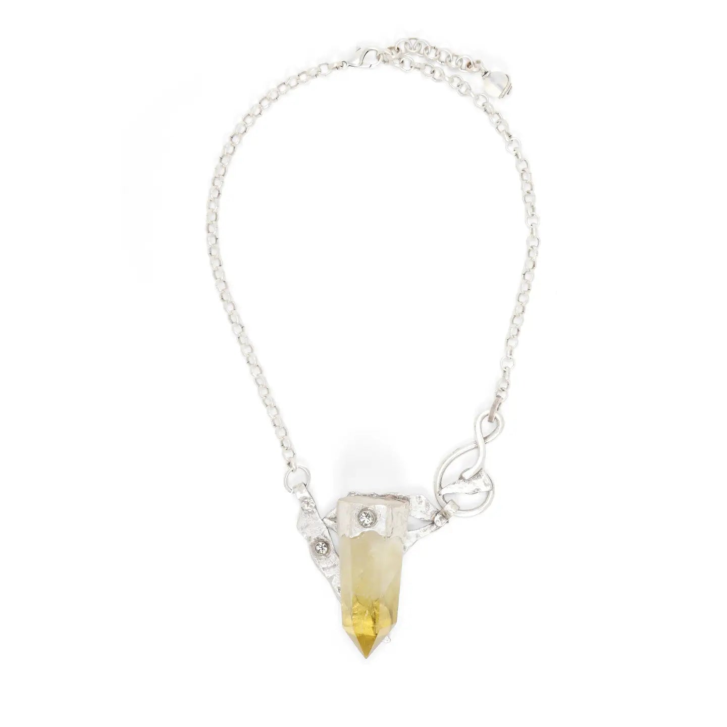 Handmade Yellow Crystal Quartz Boho Statement Necklace