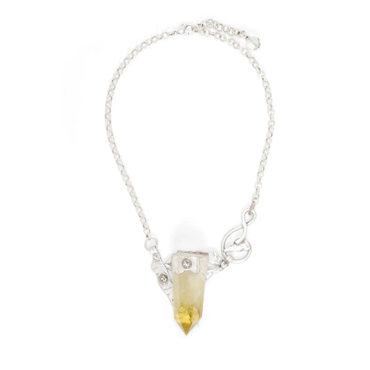 Handmade Yellow Crystal Quartz Boho Statement Necklace