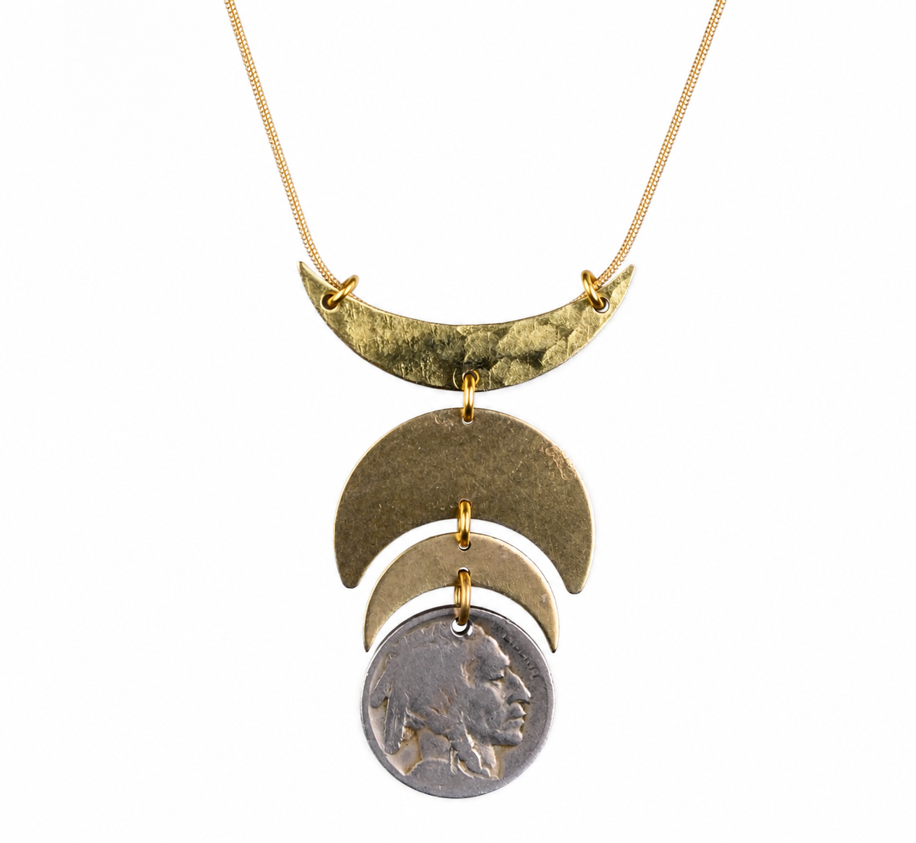 Crescent Moon Buffalo Nickel Necklace