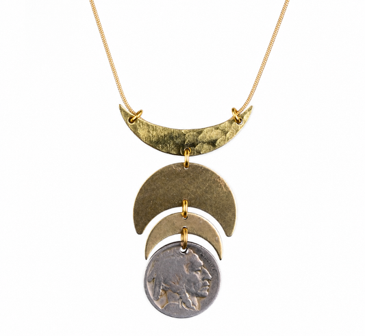 Crescent Moon Buffalo Nickel Necklace — Bliss by Cori Boutique