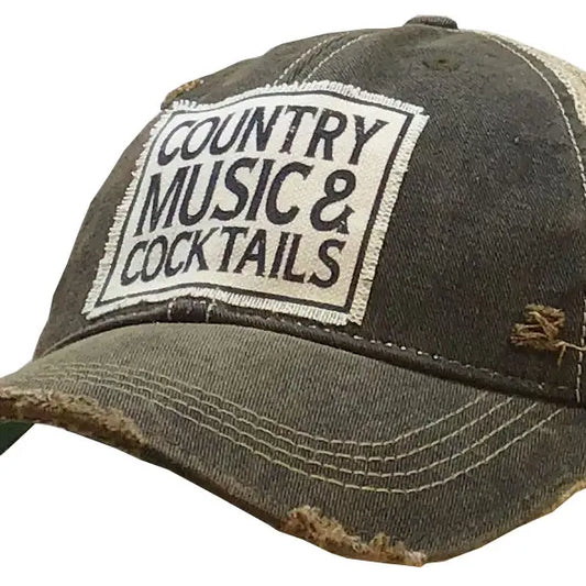 Country Music & Cocktails Distressed Trucker Hat