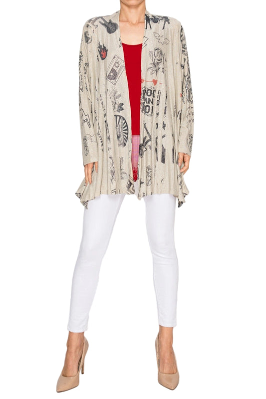 Rock And Roll Printed Shimmery Lurex Cardigan - Ships Late September