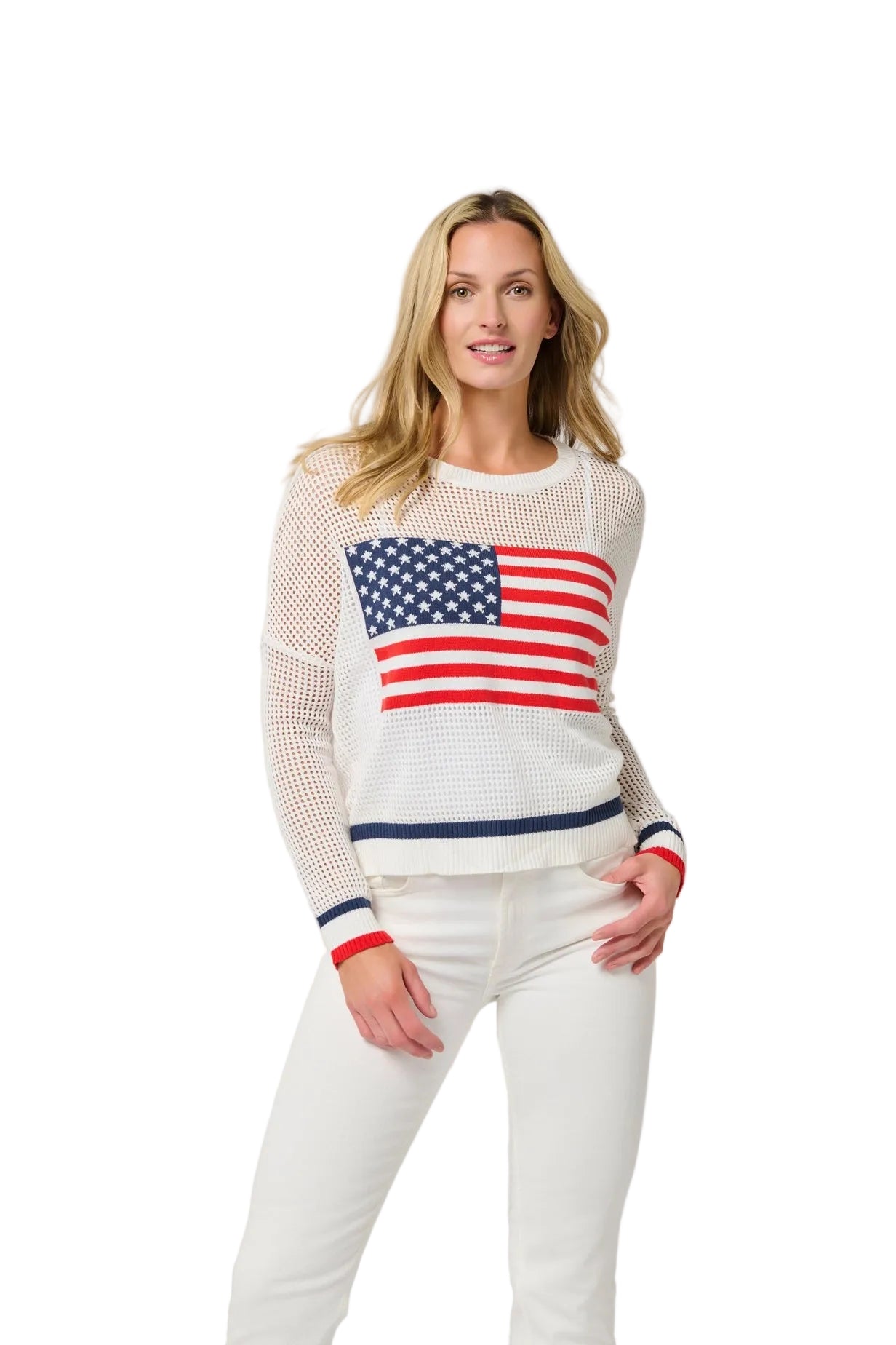 American Flag Mesh Sweater