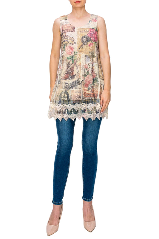 Rose West Vintage Inspired Lace Tunic Top with Embroidered Hem - Ships Late September