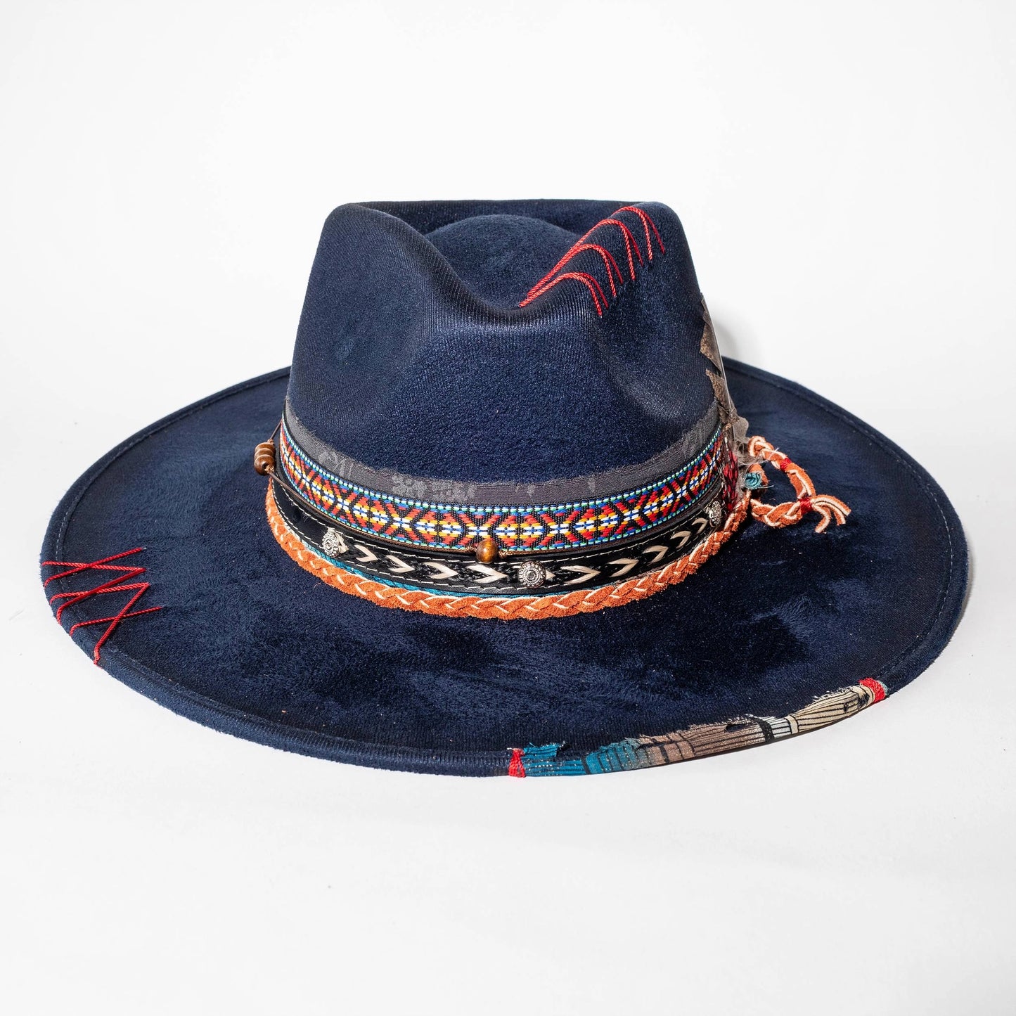 Top Quality Vegan Suede Hat - Coachella Cowgirl Navy