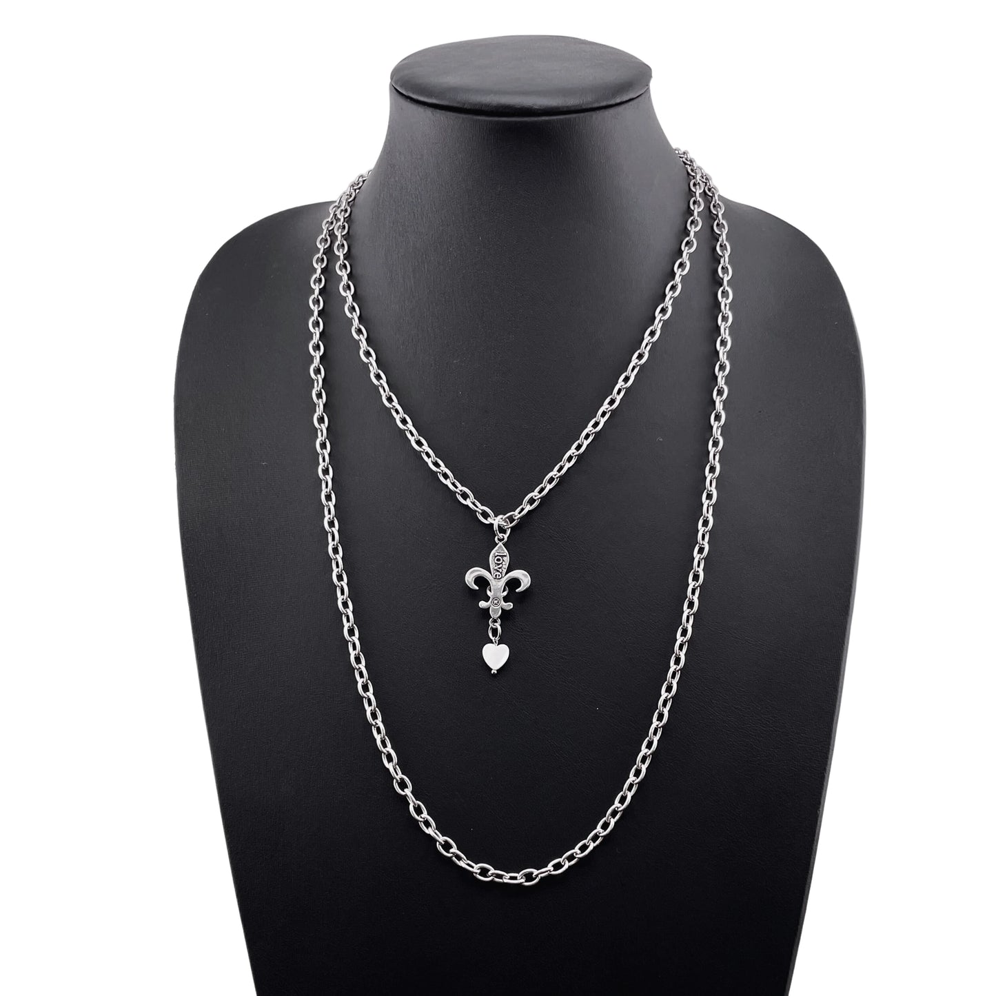 Love Fleur-De-Lis Fusion Duo Bundle Mantra Layering Necklace