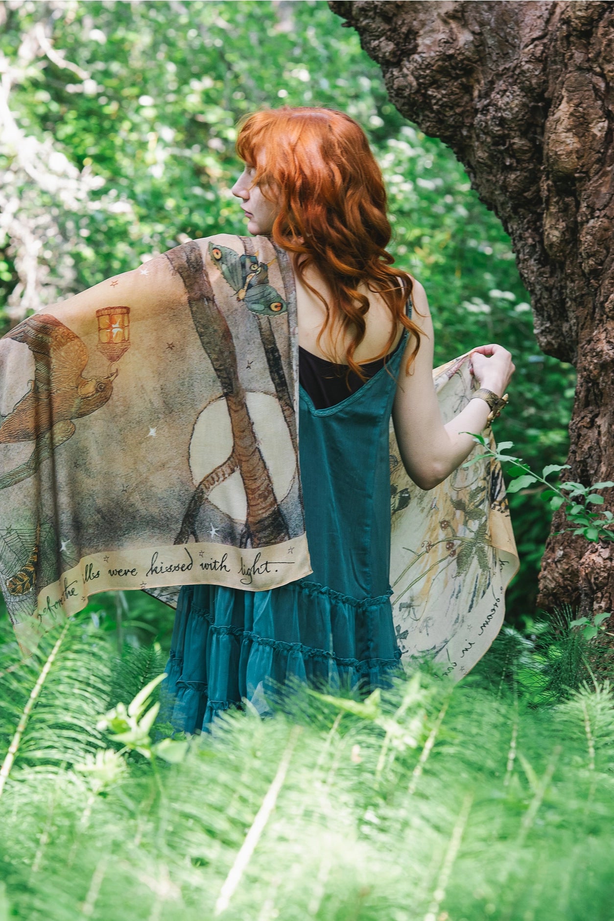 Lovelight Scarf with Woodland Deer, Swallow & Poetry Pre-Order Ships October 2025