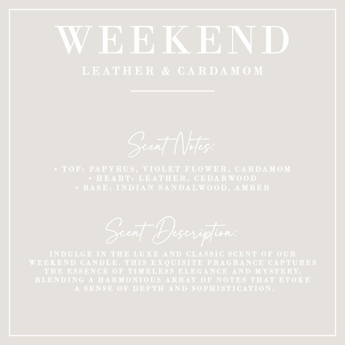 Weekend | Leather + Cardamom Candle | Signature Collection