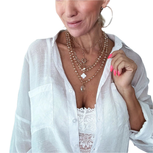 Just Breathe Starburst Mantra Fusion Layering Bundle Necklace