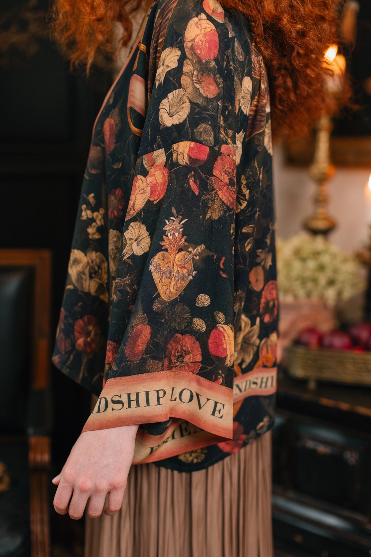 Heart of Gold Pixie Duster Crop Kimono w/ Sacred Heart Pre-Order Ships In September