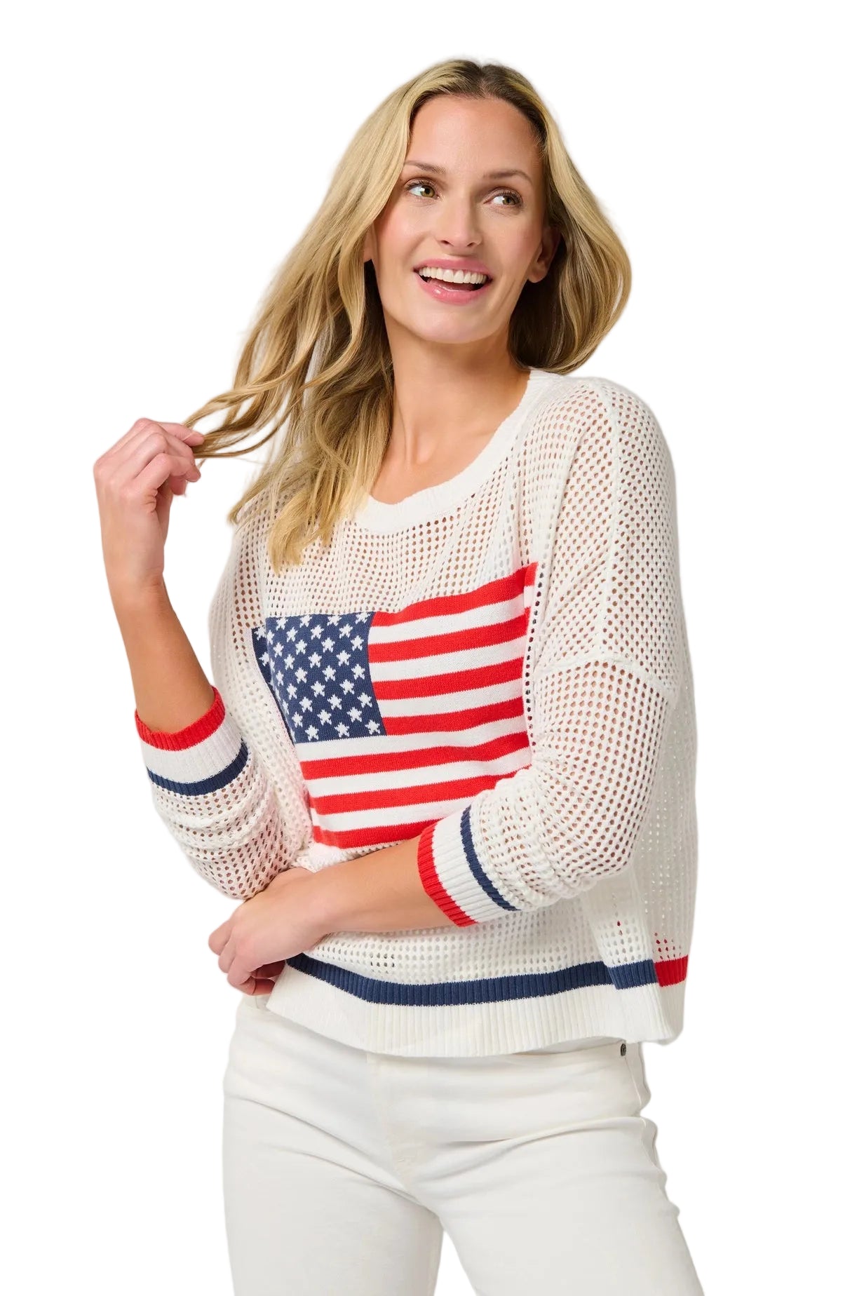 American Flag Mesh Sweater