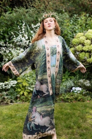 The Mythmaker Matinée Duster Kimono w/ Landscape & Unicorn Pre-Order Ship March 2026