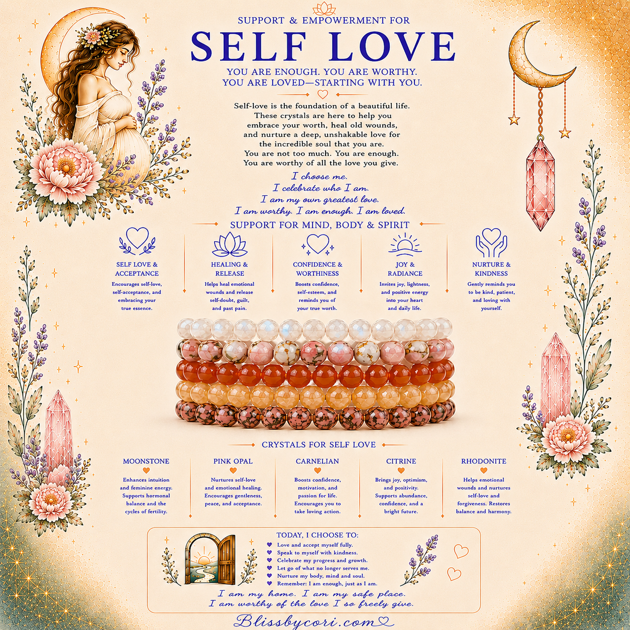 Self Love Gemstone Bracelet Stack