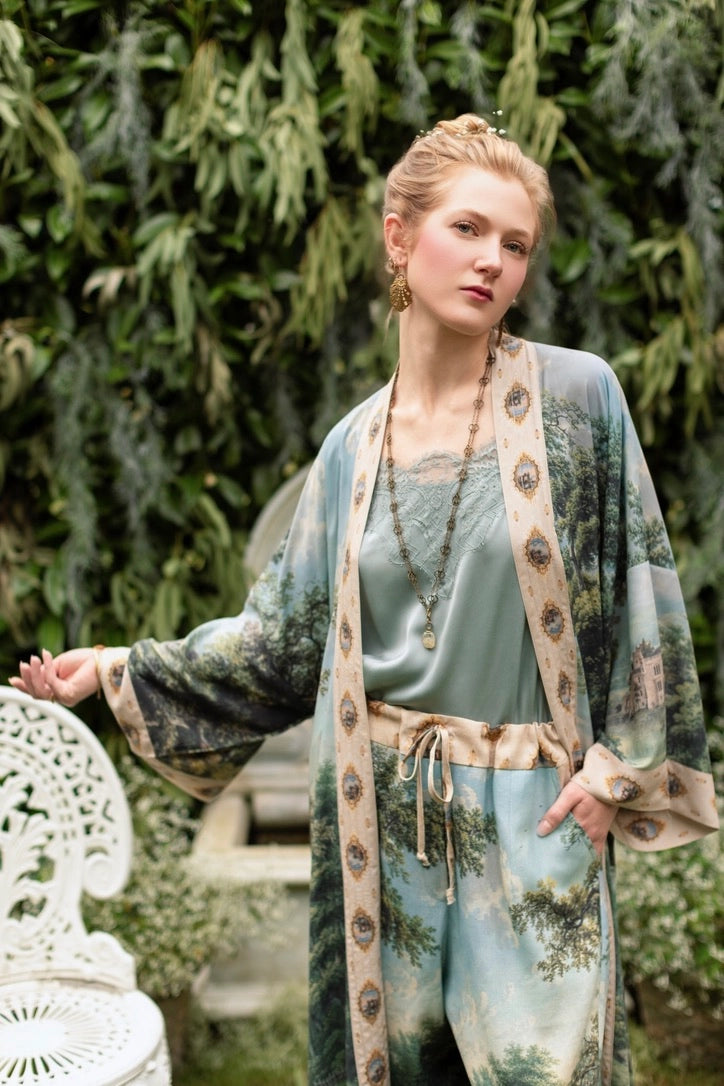 The Mythmaker Linen Crop Artist Pant w/ Boho Landscape Print - Pre-Order Ships March 2026