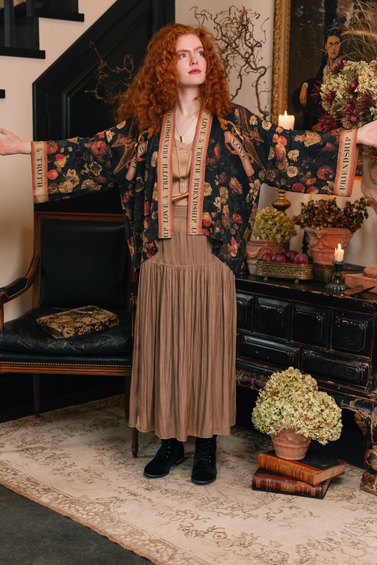 Heart of Gold Pixie Duster Crop Kimono w/ Sacred Heart Pre-Order Ships In September