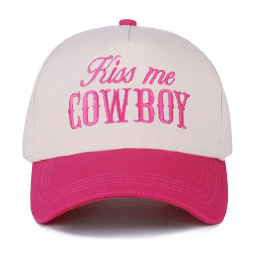 Kiss Me Cowboy Two Tone Canvas Cotton Cap & Colors - Available in 5 Colors